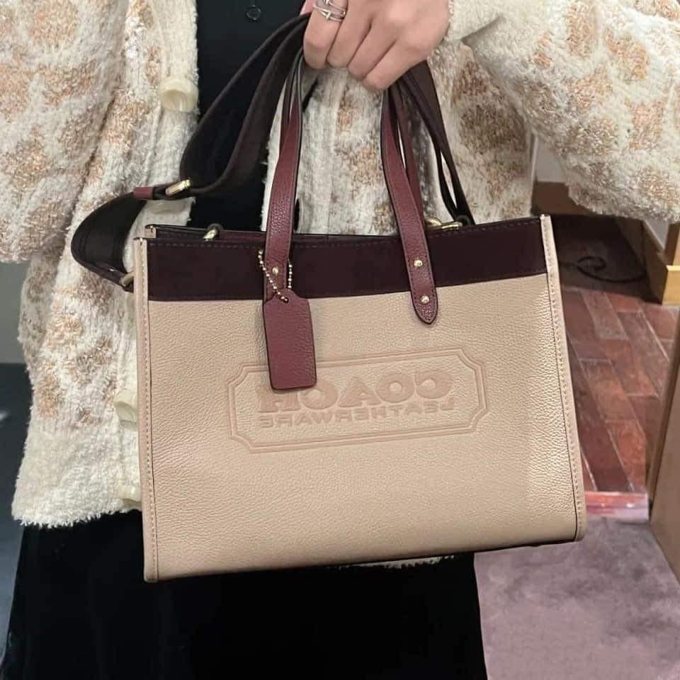 COACH Colorblock Suede Trim Badge Field Tote 30