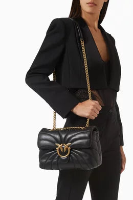 Love Puff Butterfly-quilt Crossbody Bag in Leather