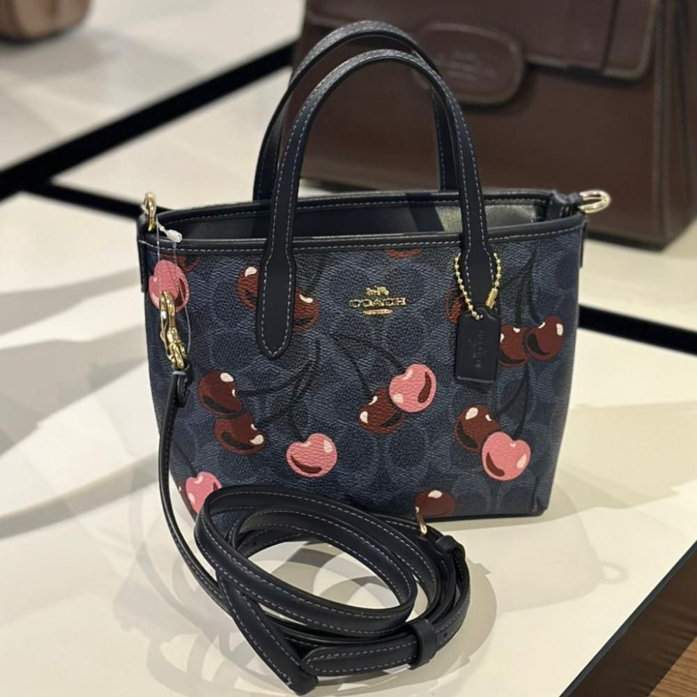Coach City Mini Tote Bag In Signature Canvas With Cherry Print