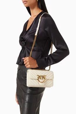 Pinko
Love One Mini Shoulder bag fine grain leather bianco seta/antique gold