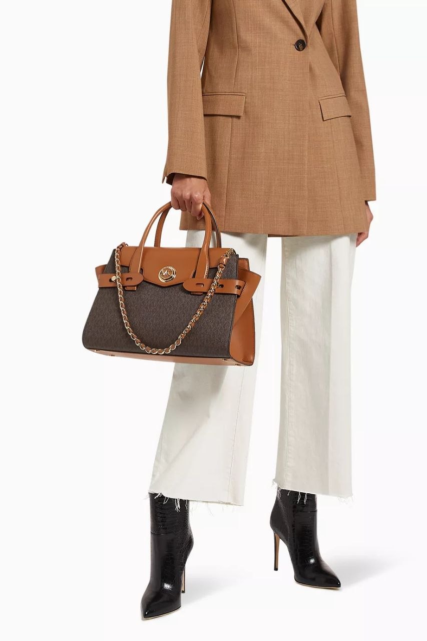 Michael Kors Carmen Large Flap Satchel Brown/Acorn