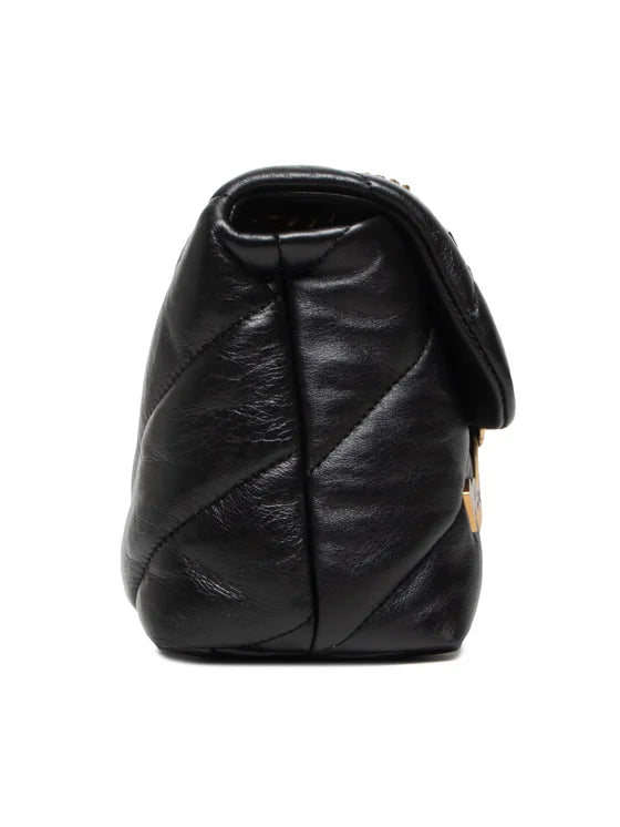 black quilted leather love mini puff pins