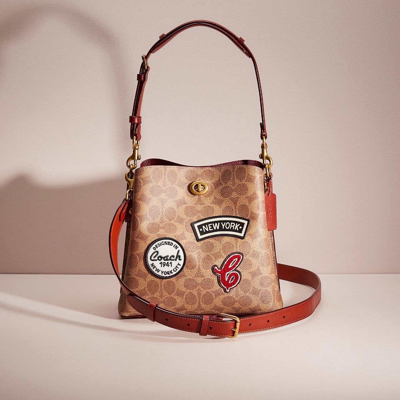 Coach Willow Signature Canvas Patches Bucket Bag