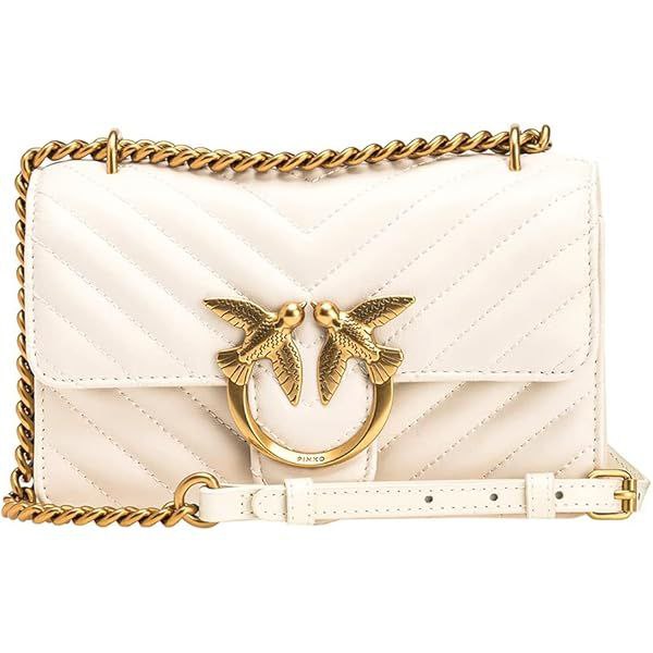 Pinko
Love One Mini Shoulder bag fine grain leather bianco seta/antique gold