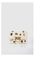 black quilted leather love mini puff pins