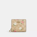 Coach Snap Wallet In Signature Canvas With Floral Print in Light Khaki/ Chalk Multi CR969