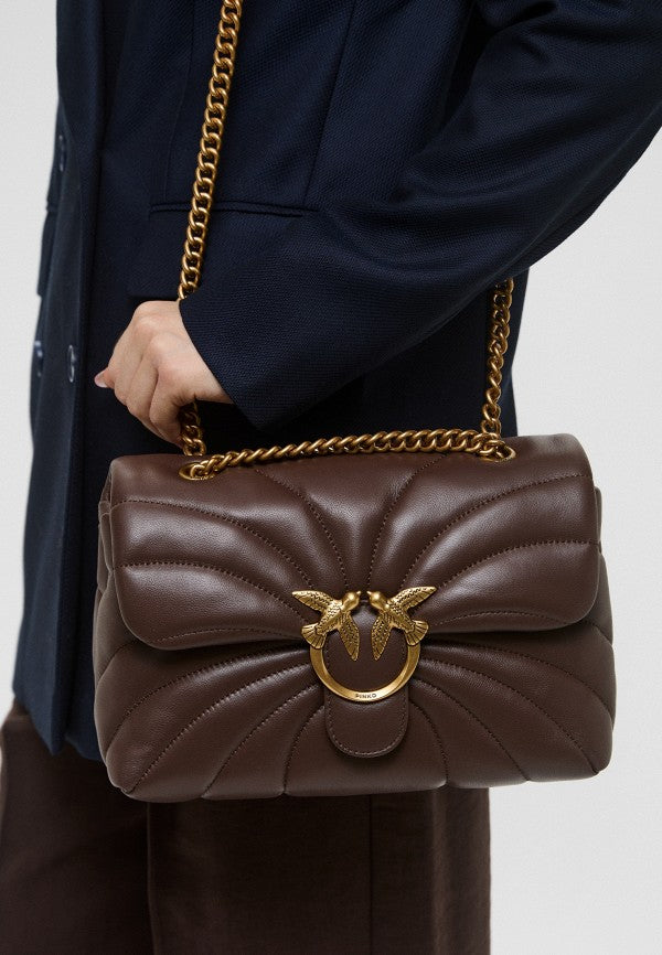 Love Puff Butterfly-quilt Crossbody Bag in Leather