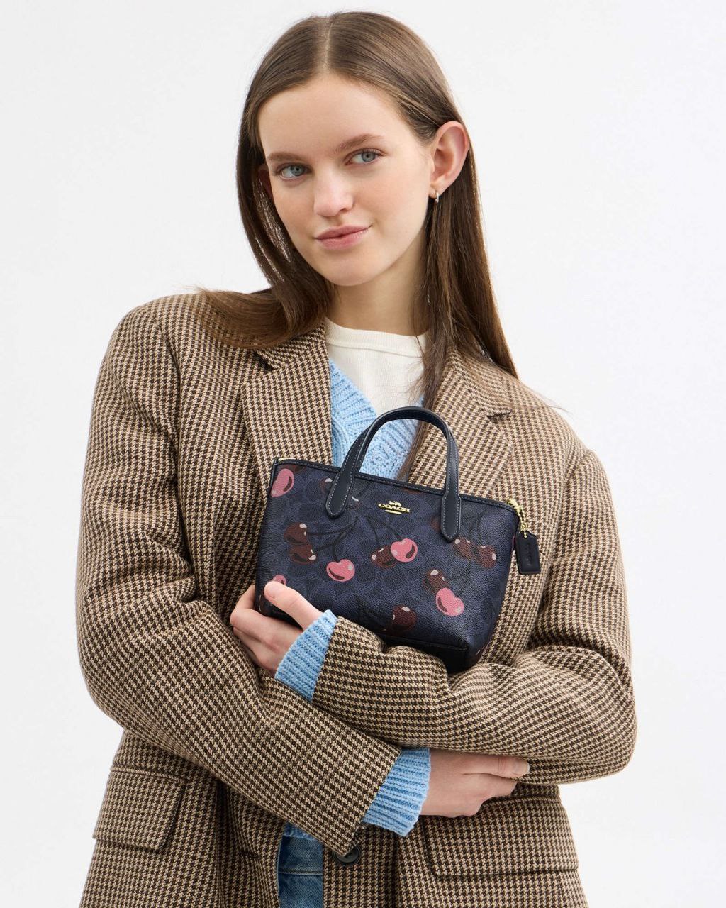 Coach City Mini Tote Bag In Signature Canvas With Cherry Print