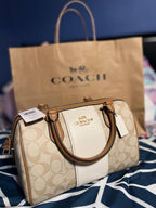 Coach Rowan Satchel Bag In Signature Canvas With Stripe
