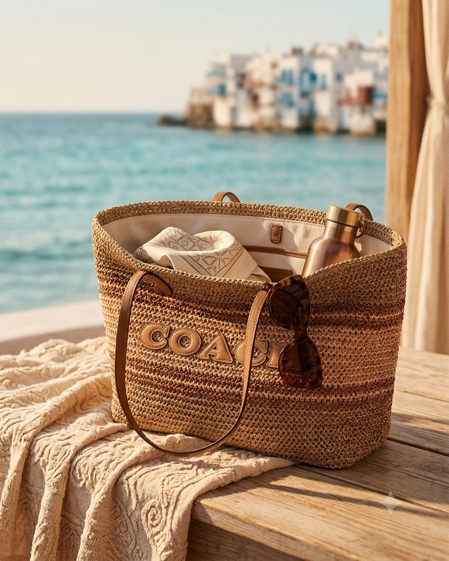 City coach straw bag