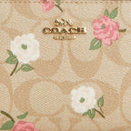 Coach Snap Wallet In Signature Canvas With Floral Print in Light Khaki/ Chalk Multi CR969