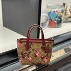 Coach City Mini Tote Bag In Signature Canvas With Cherry Print