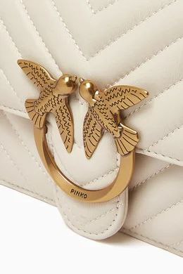 Pinko
Love One Mini Shoulder bag fine grain leather bianco seta/antique gold