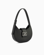 Crescent shoulder bag with a front flap and logo buckle (Armani Exchange)
