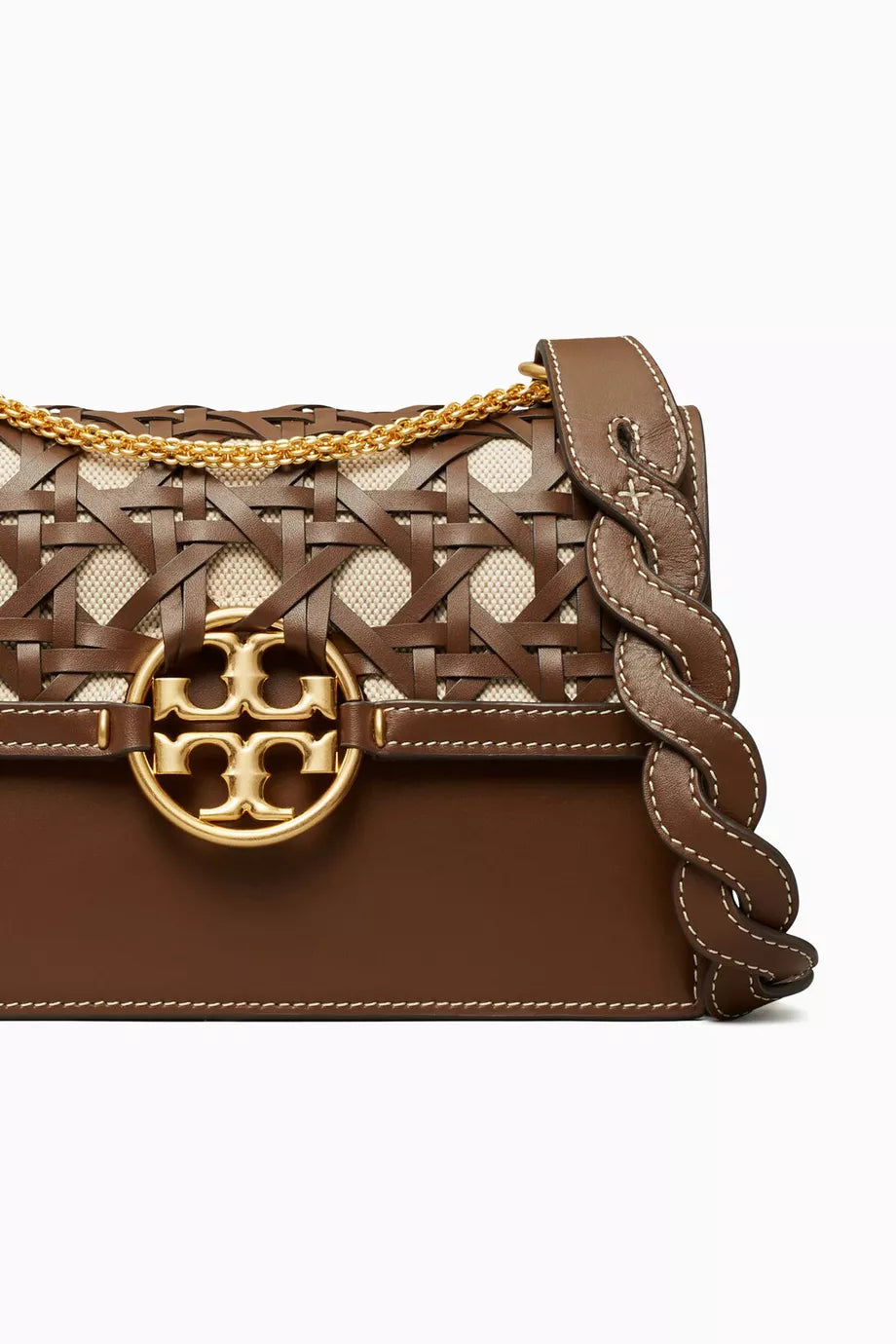 TORY BURCH Miller Basket Weave Moose Shoulder Bag