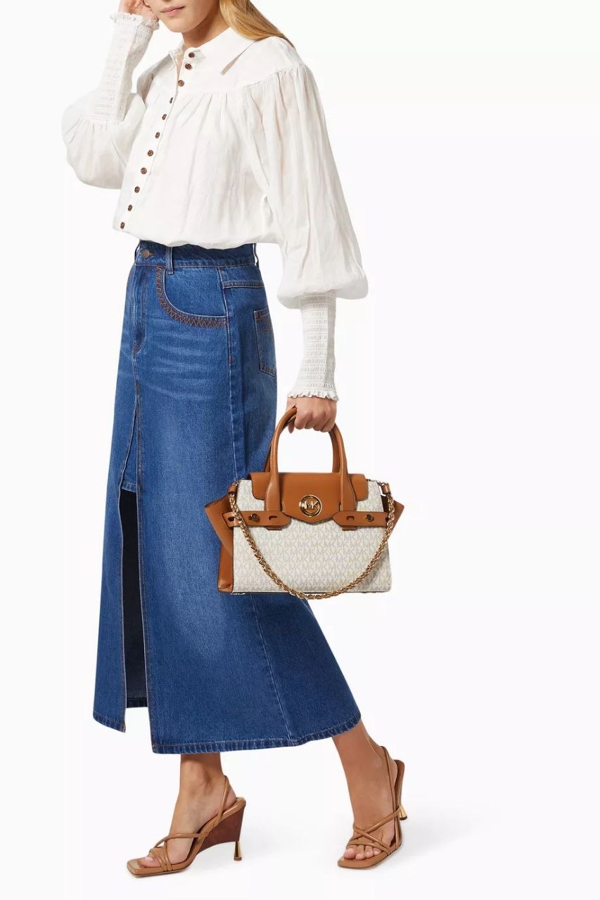 Michael Kors Carmen Large Flap Satchel Brown/Acorn